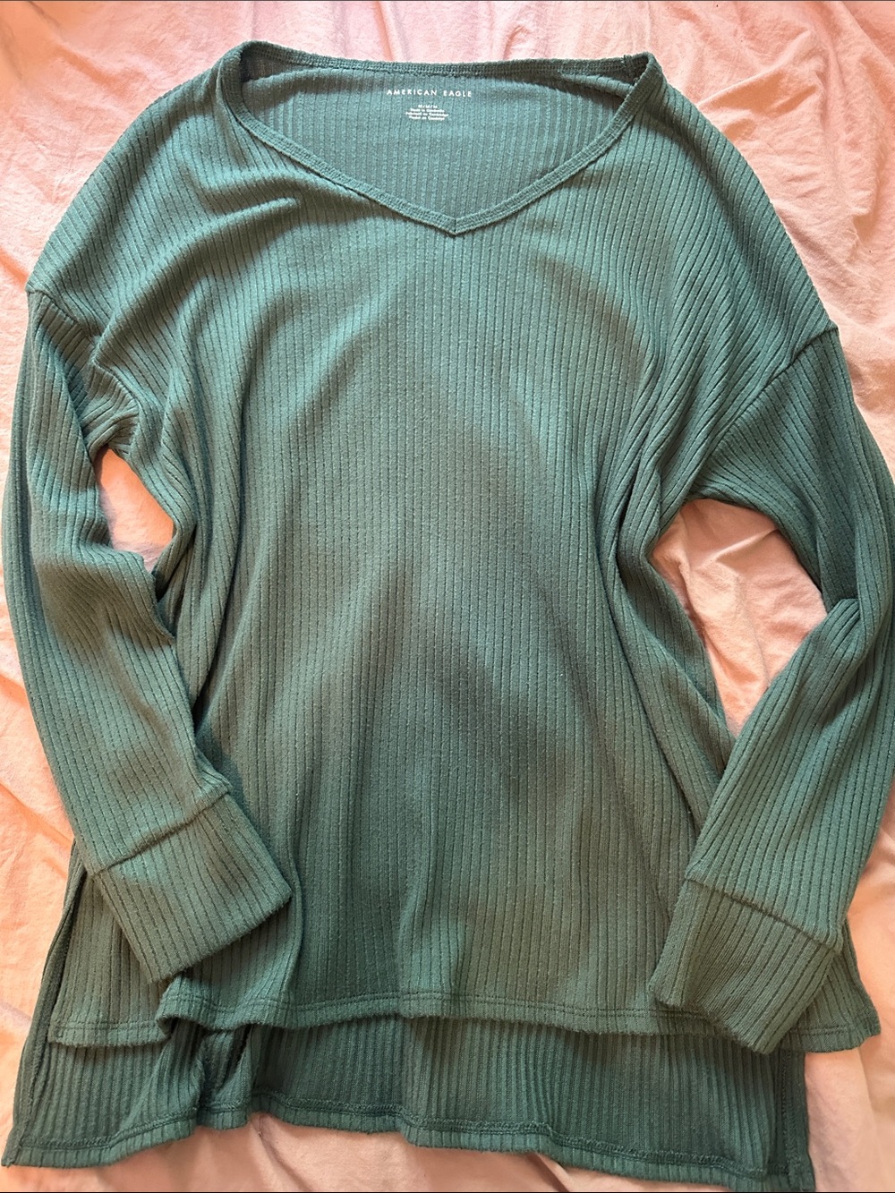 American Eagle Outfitters Women's V-Neck Ribbed Sweater - green